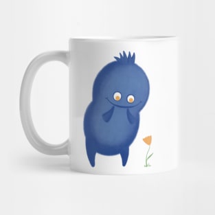 Cute blue monster with yellow flower Mug